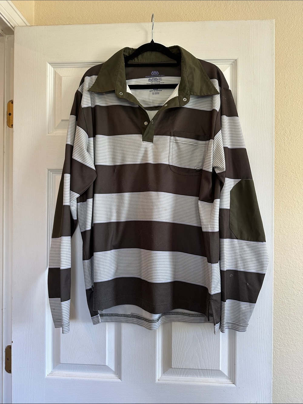 686 Men's Olive & White Striped Shirt
